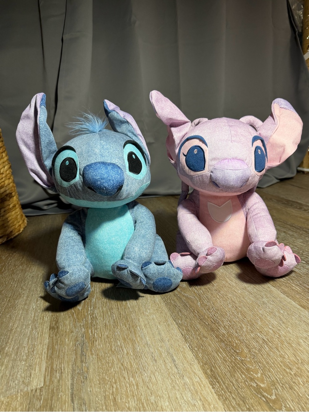 Disney Parks Stitch and Angel Soft Denim Plush set of 2